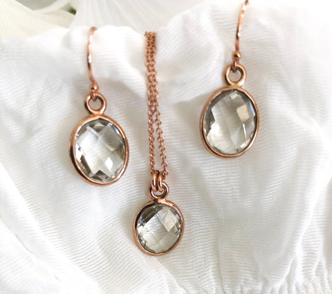 Sarah Walsh Clear Quartz Oval Set