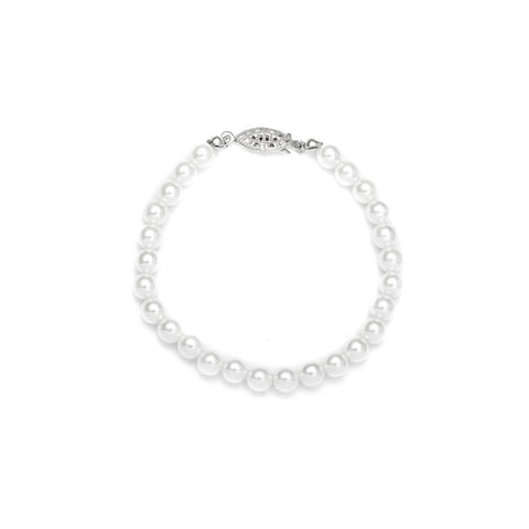 Single Strand 6mm Pearl Wedding Bracelet